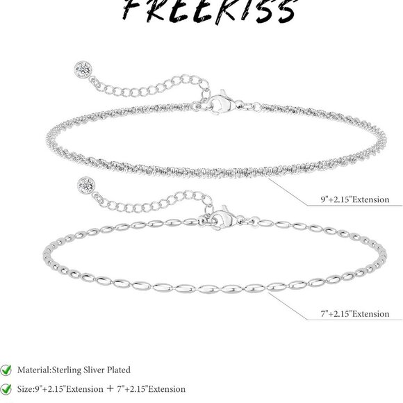 Sterling Silver Chain Bracelet: Dainty Stackable Bracelets for Women Trendy Cute - Picture 5 of 7